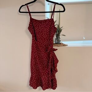Princess Polly Red Polka Dot Wrap Dress
